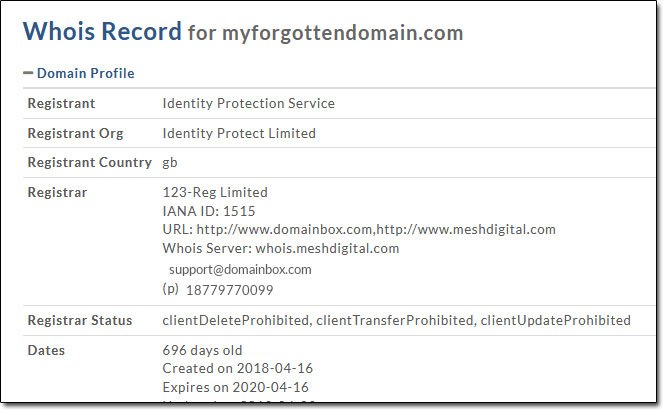 WHOIS Record Example
