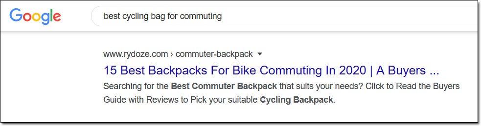 Cycling Search Results Example