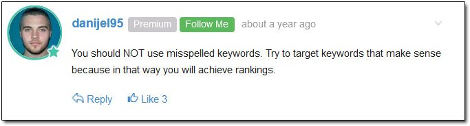 Misspelled Keywords Dicussion Comment 2