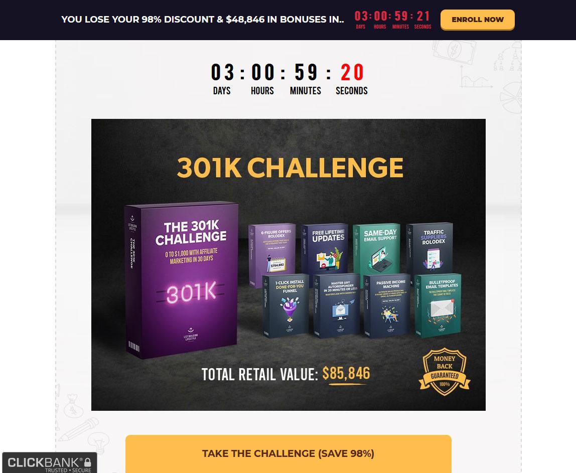 301K Challenge Website Screenshot